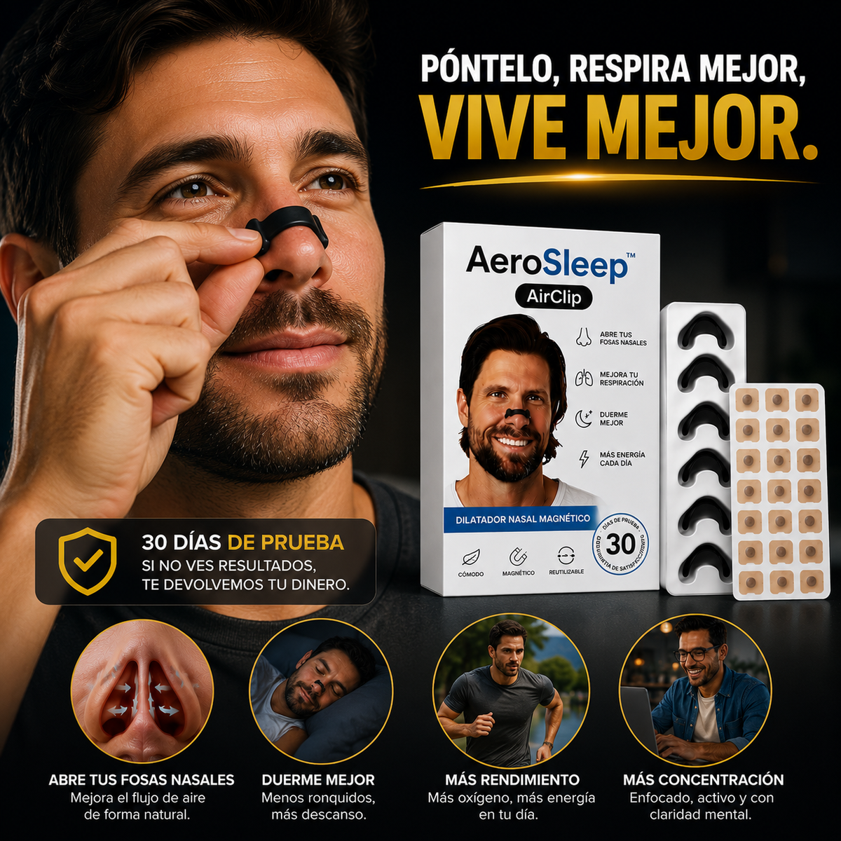 Clips Anti-ronquidos 4 Tallas Diferentes Para Nariz