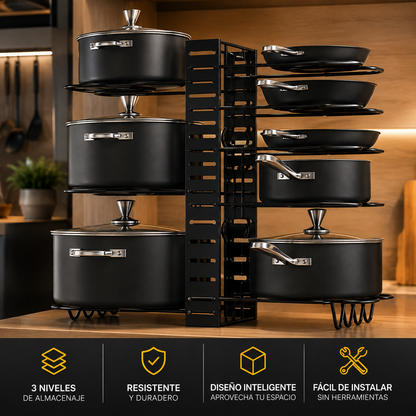 Organizador Ollas Y Sartenes Ajustable - 8 Niveles