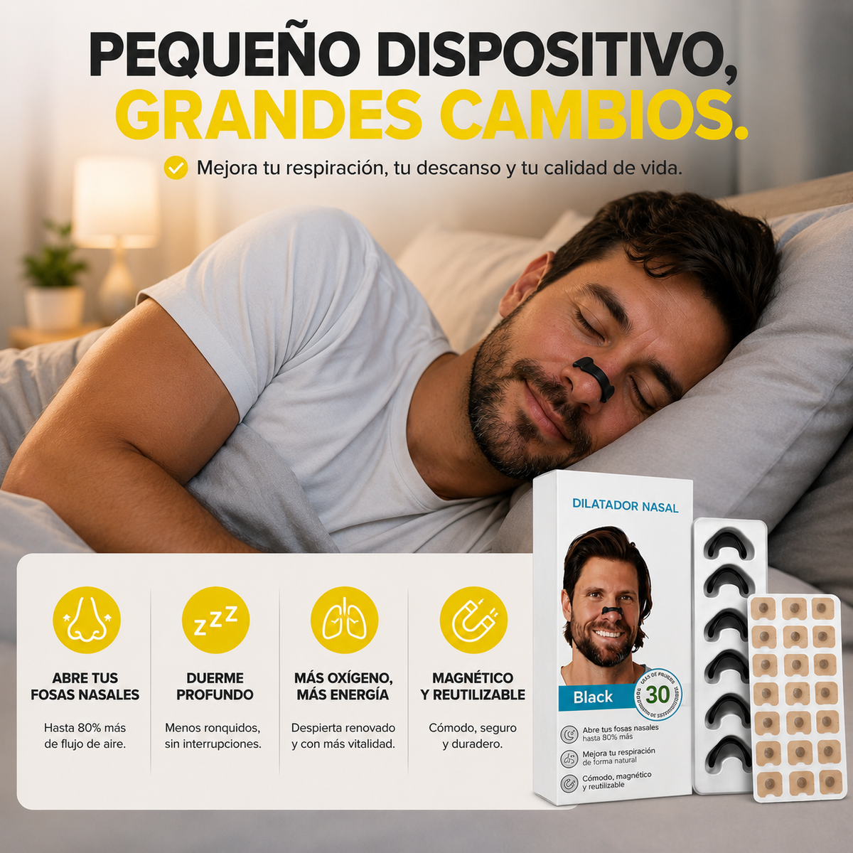 Clips Anti-ronquidos 4 Tallas Diferentes Para Nariz